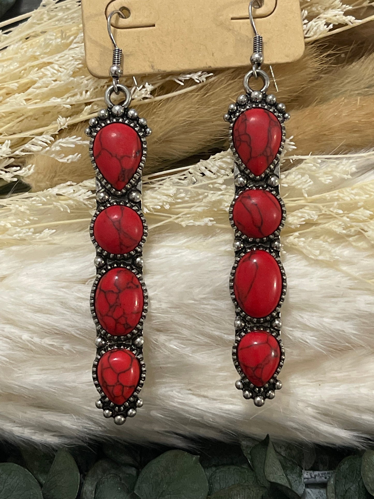Red Drop Dangle Earrings