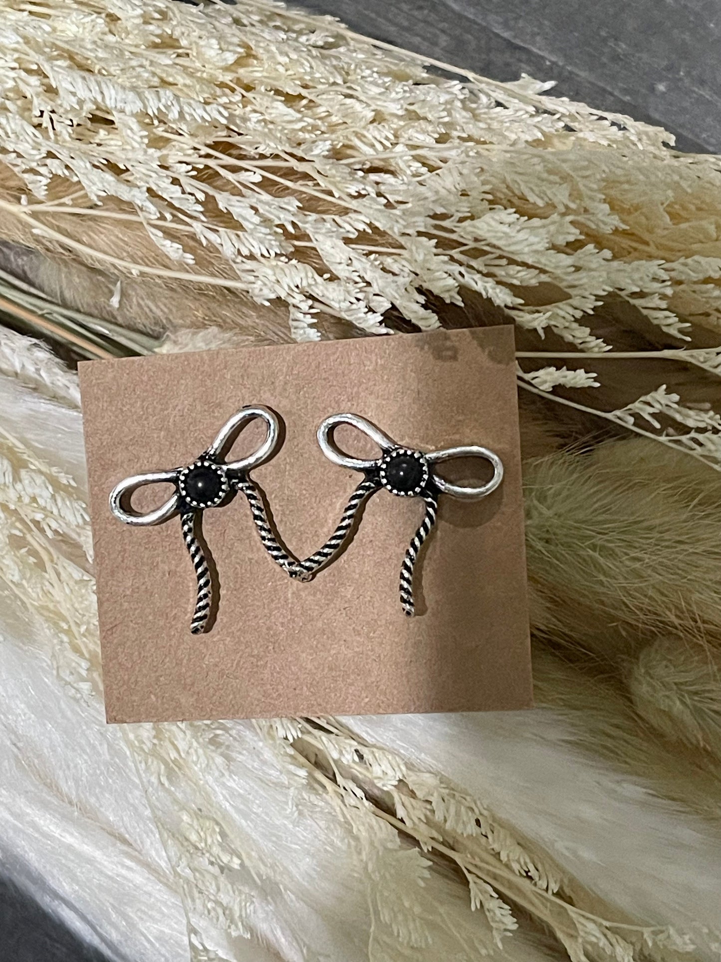 Western Coquette Bow Stone Stud Earrings