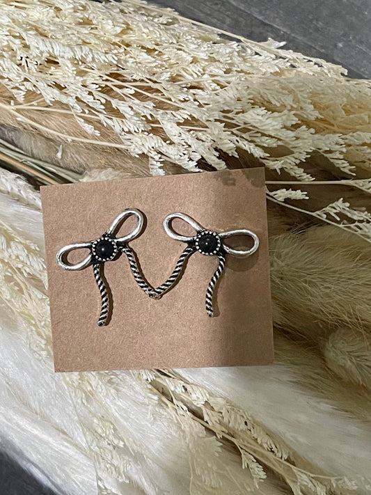 Western Coquette Bow Stone Stud Earrings