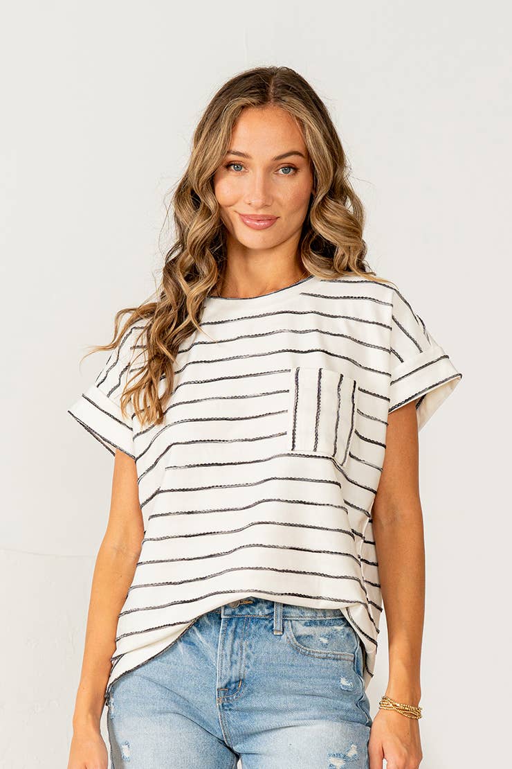 The Sidewalk Stripe Cuff Top