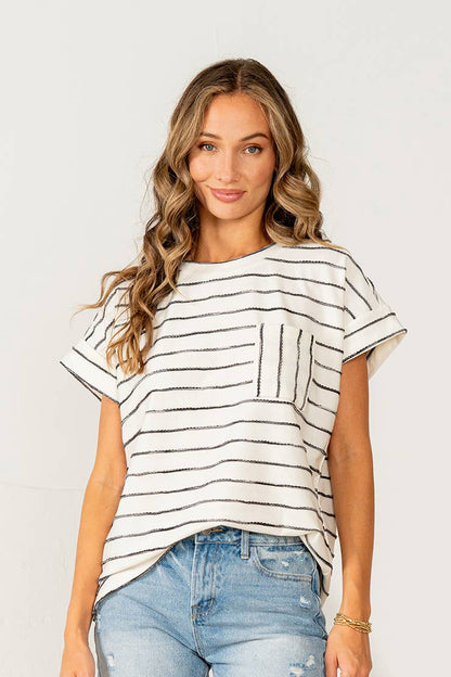 The Sidewalk Stripe Cuff Top