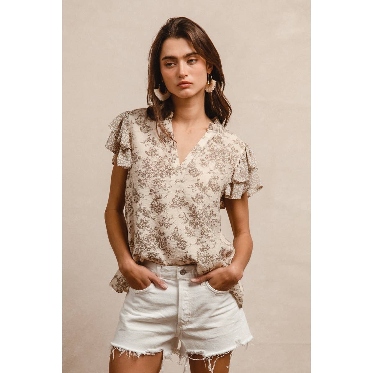 Wildflower Whimsy Ruffle Sleeve Top