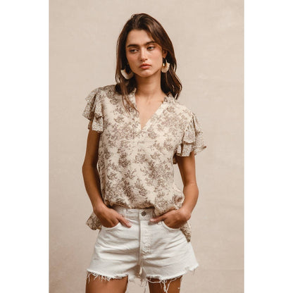 Wildflower Whimsy Ruffle Sleeve Top