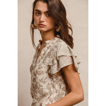 Wildflower Whimsy Ruffle Sleeve Top