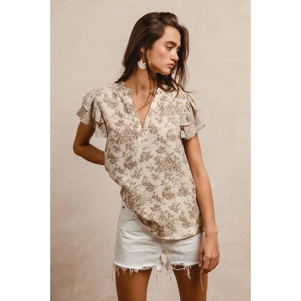 Wildflower Whimsy Ruffle Sleeve Top