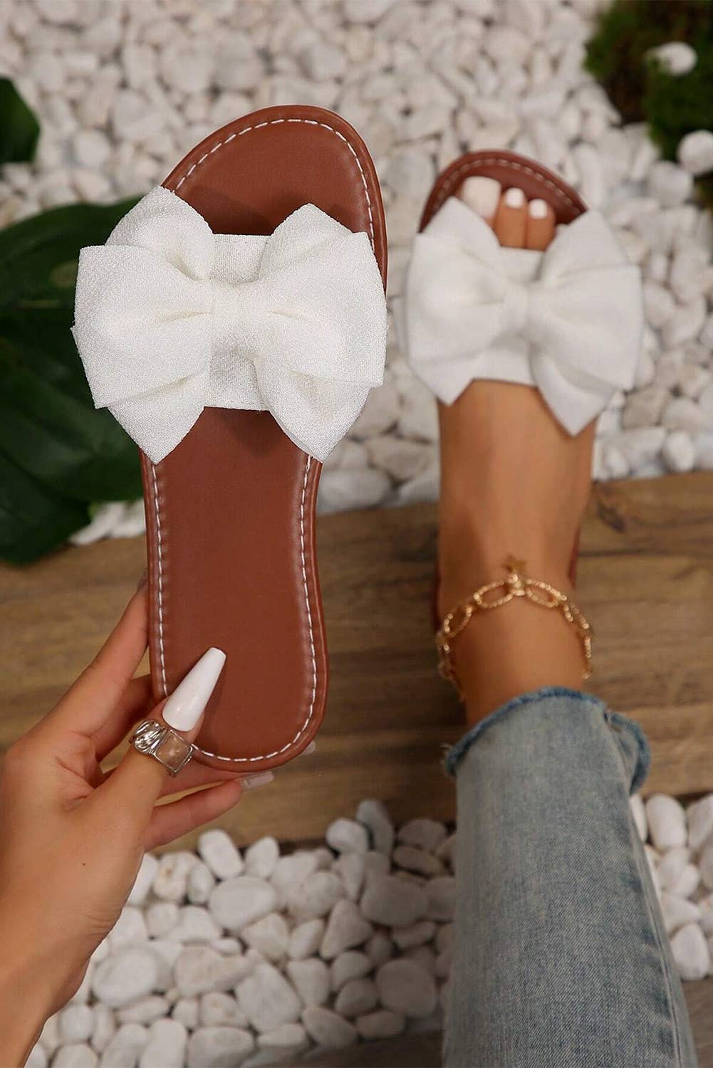 White Bow Knot Sandals