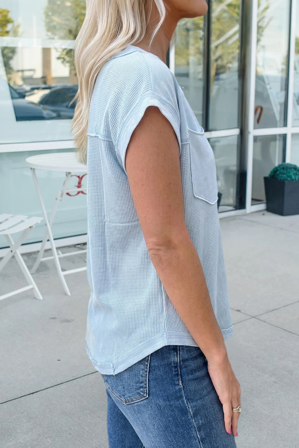 Lynn Raw Seam Waffled Tee