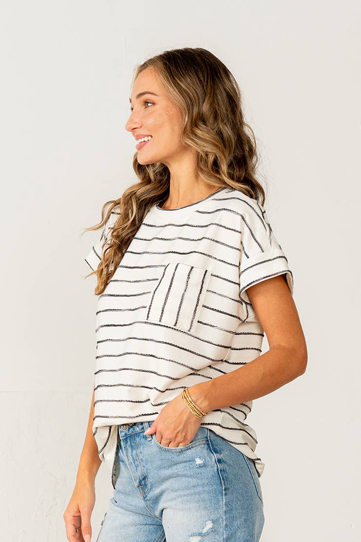 The Sidewalk Stripe Cuff Top