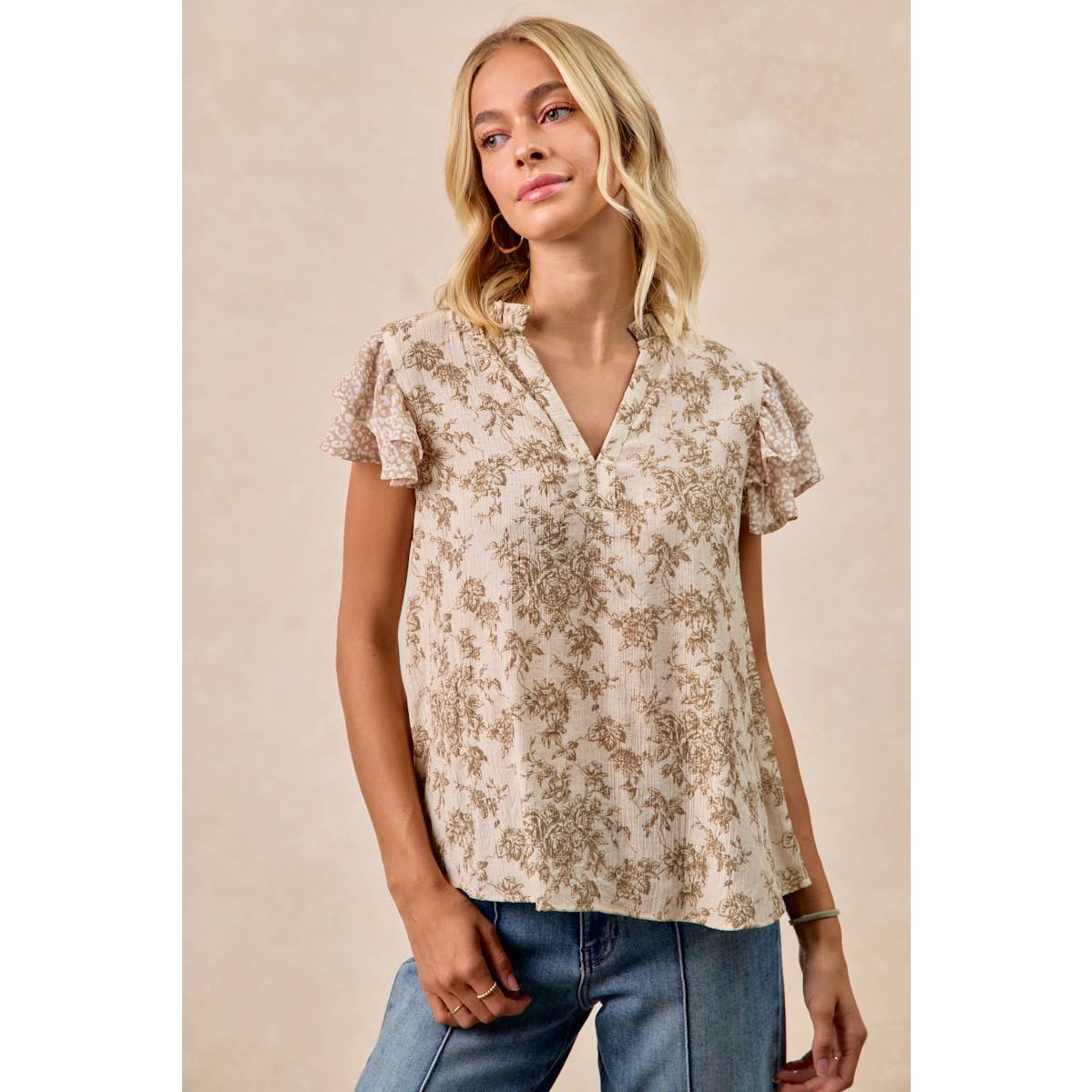 Wildflower Whimsy Ruffle Sleeve Top