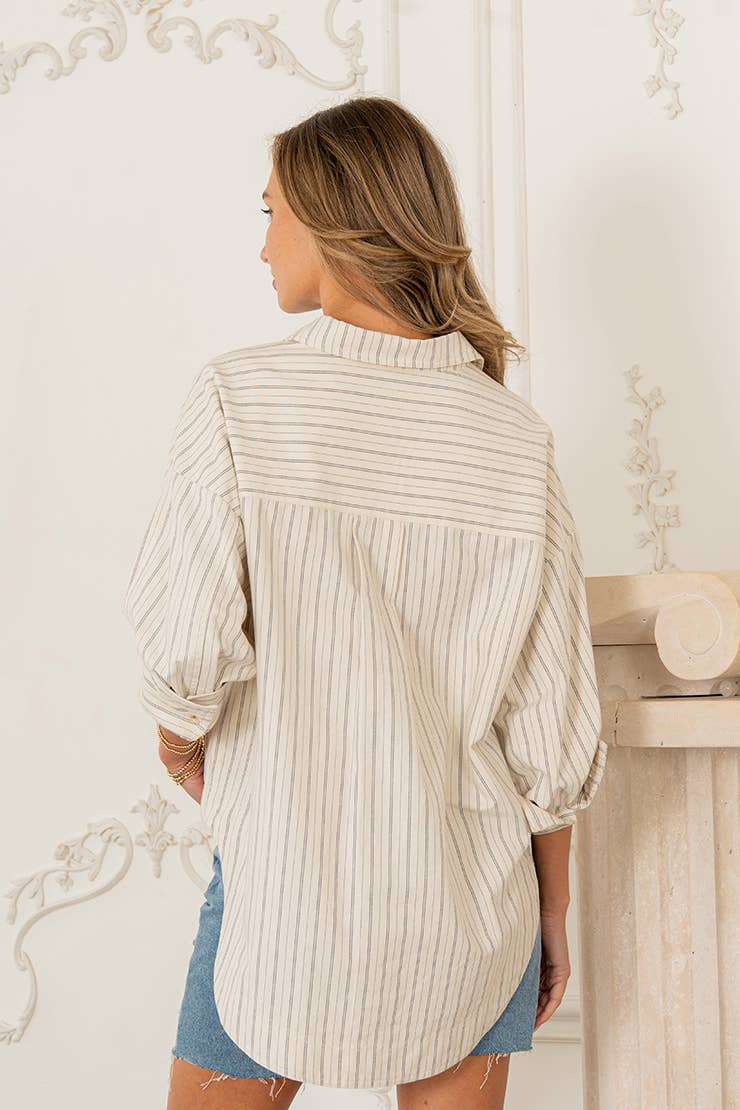 Oversized Striped Button Down Shirt