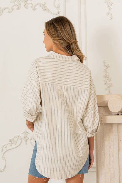 Oversized Striped Button Down Shirt