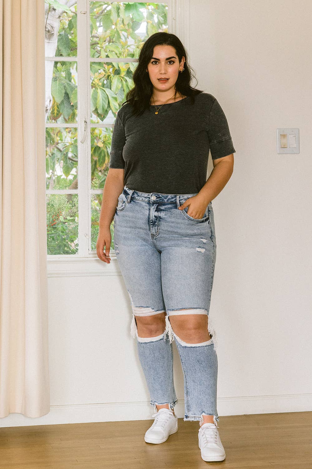 PLUS SIZE HIGH RISE CROP STRAIGHT JEANS