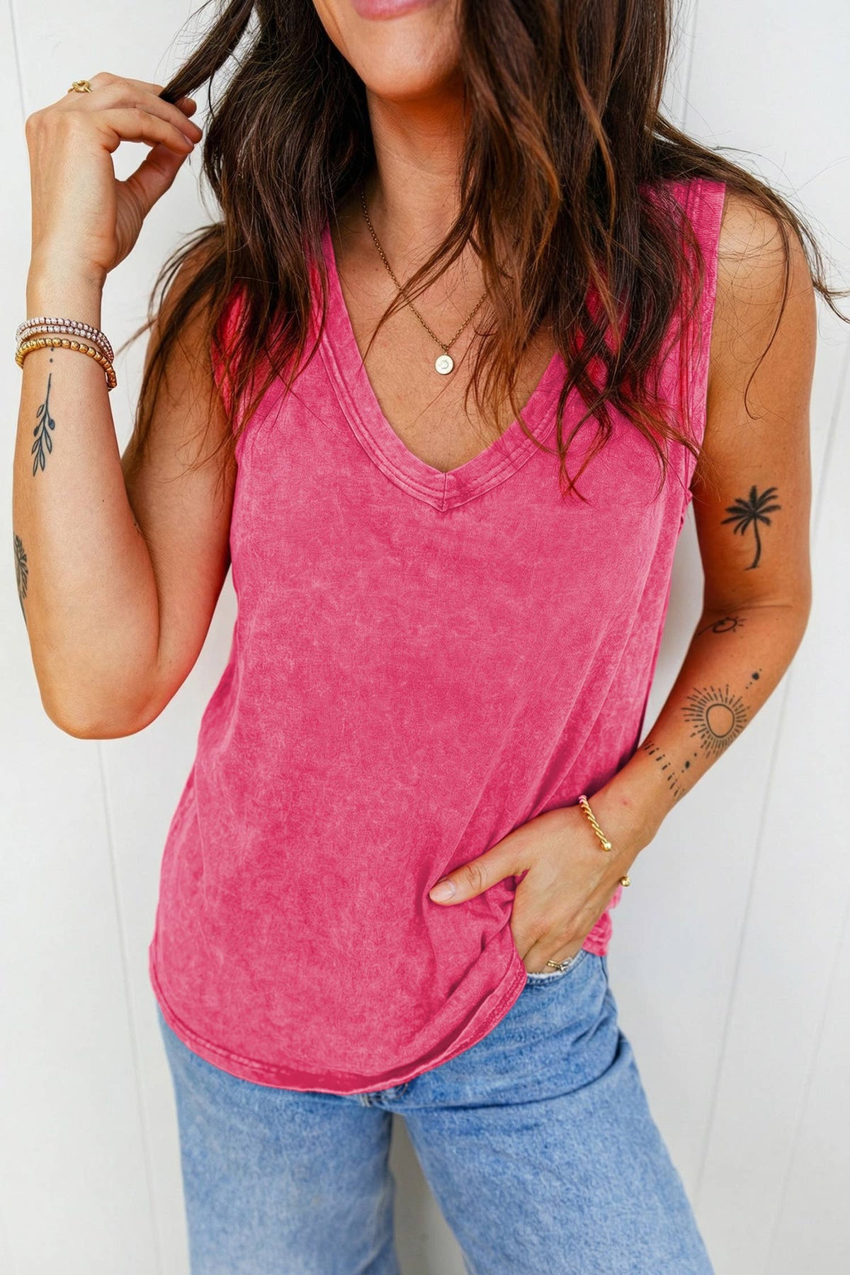 LDC Mineral Wash V Neck Tank Top