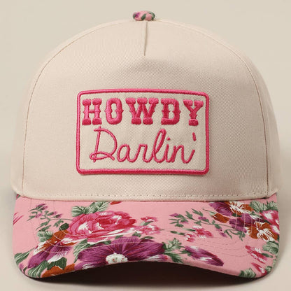 HOWDY Darlin' Embroidery Patch Floral Two-Tone Hat