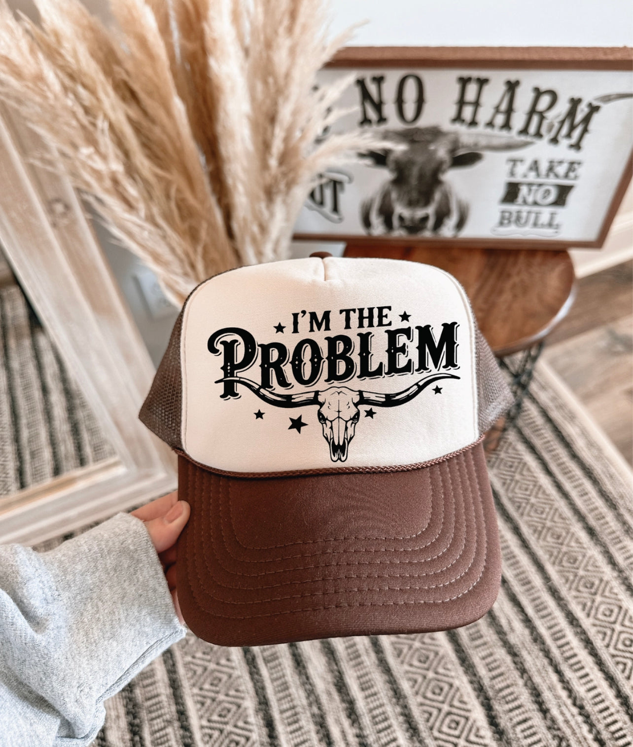 “I'm The Problem” Brown and Tan Trucker Hat