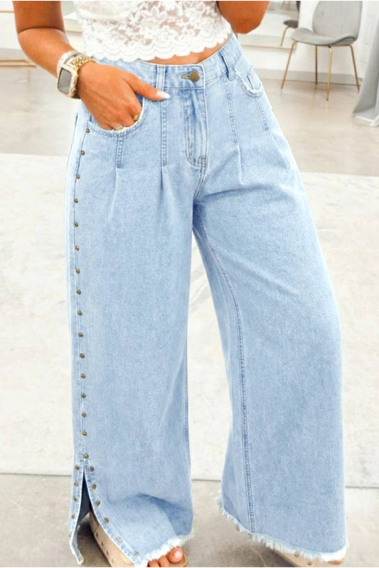 Bad Habit Studded Wide Leg Jeans