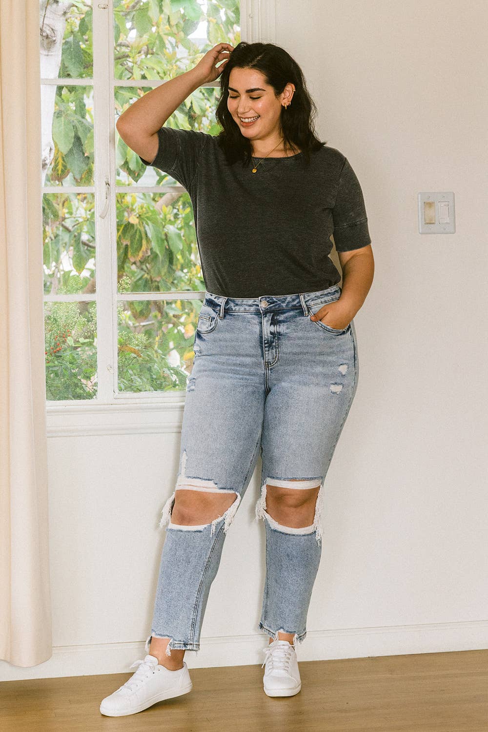 PLUS SIZE HIGH RISE CROP STRAIGHT JEANS