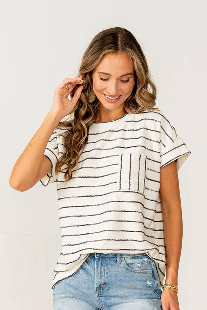 The Sidewalk Stripe Cuff Top