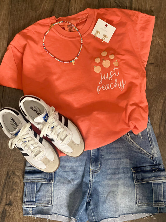 Just Peachy Embroidery Graphic Tee