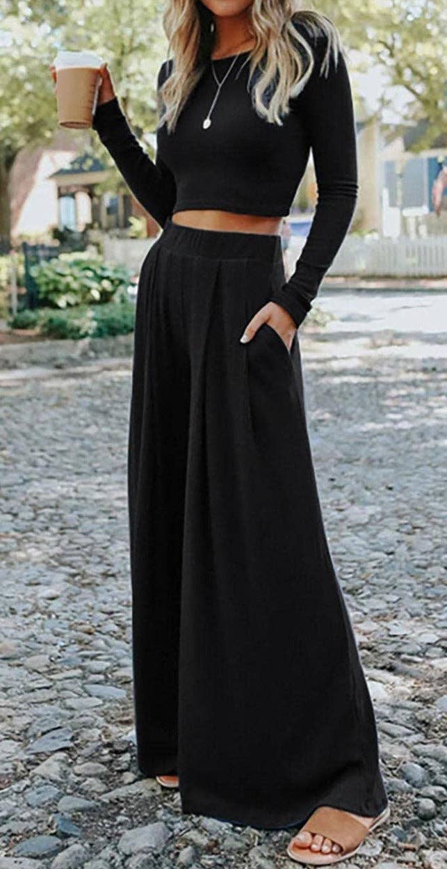 Everyday Ribbed Top and Long Pants Set