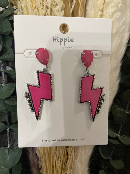 Bolt Babe Earrings- Pink