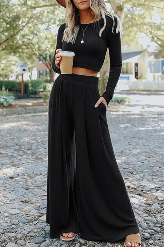 Everyday Ribbed Top and Long Pants Set