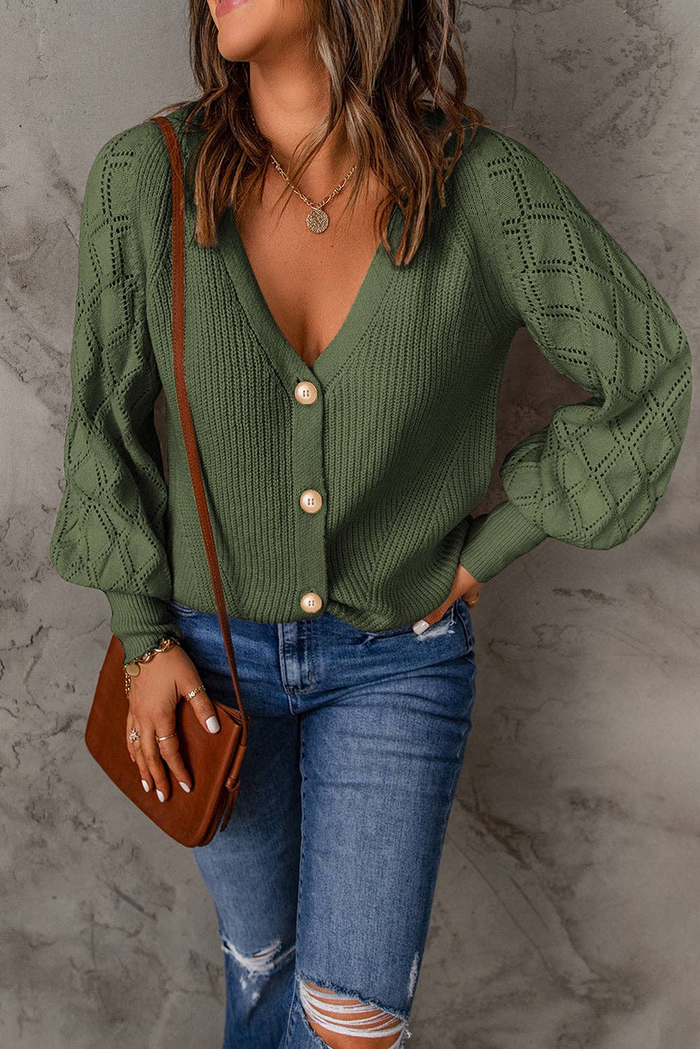 Pumpkins Spice Button V Neck Cardigan Sweater