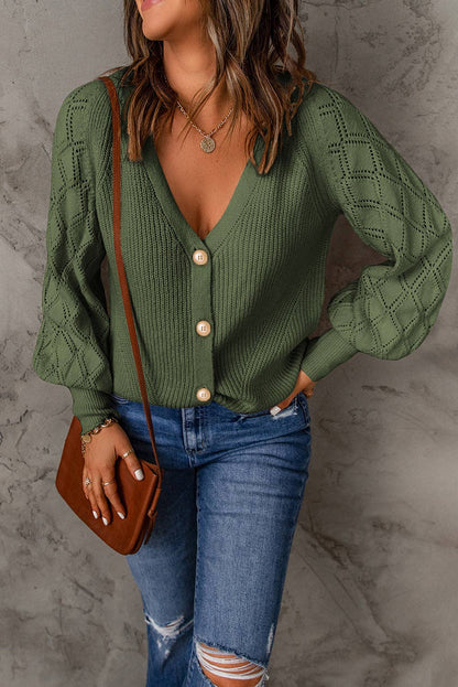 Pumpkins Spice Button V Neck Cardigan Sweater