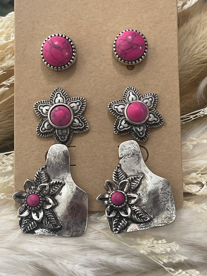 Tag me, Cowgirl 3pc Earring Set
