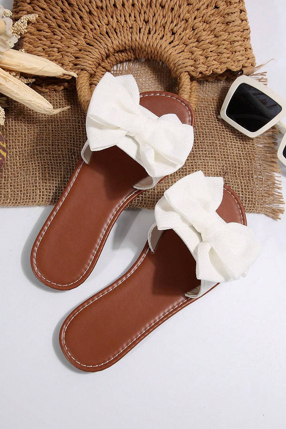 White Bow Knot Sandals