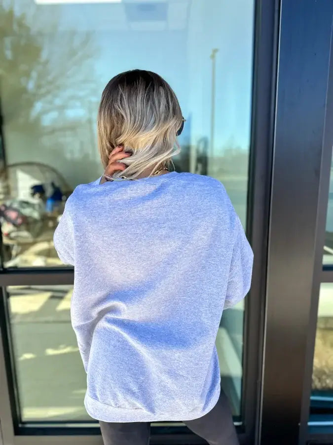 Mama checkered Gray Graphic Crewneck