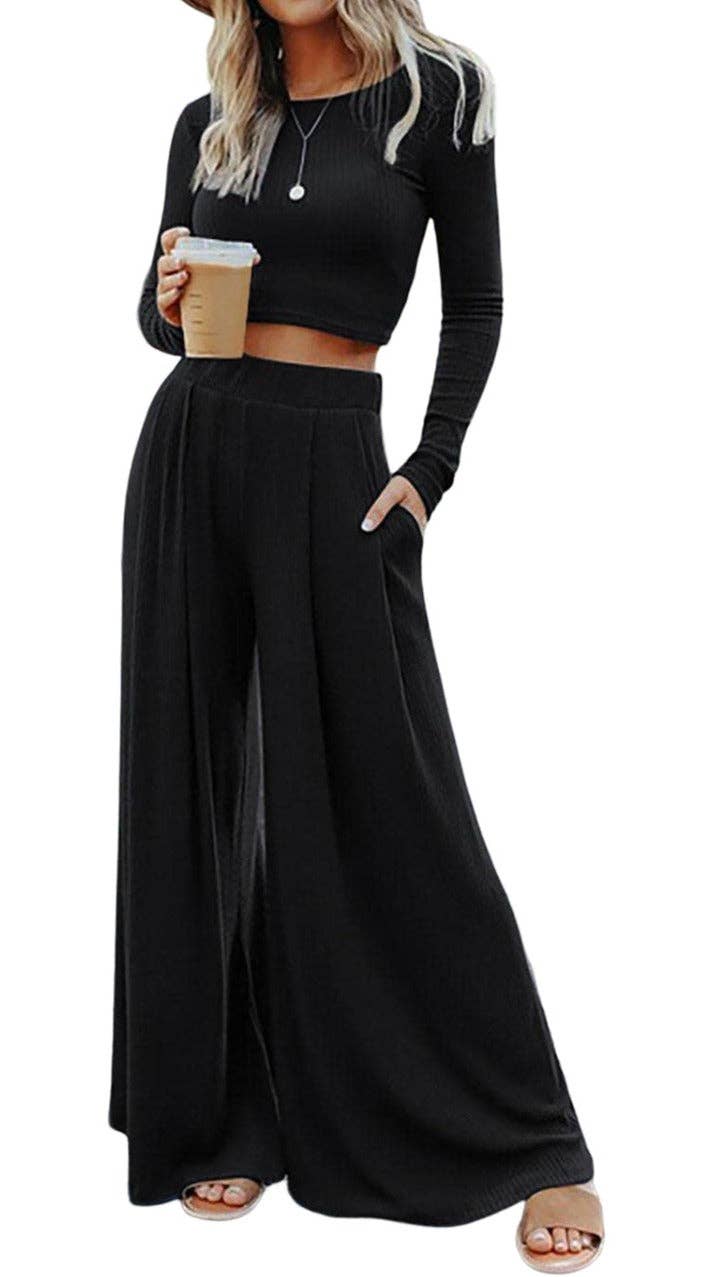 Everyday Ribbed Top and Long Pants Set