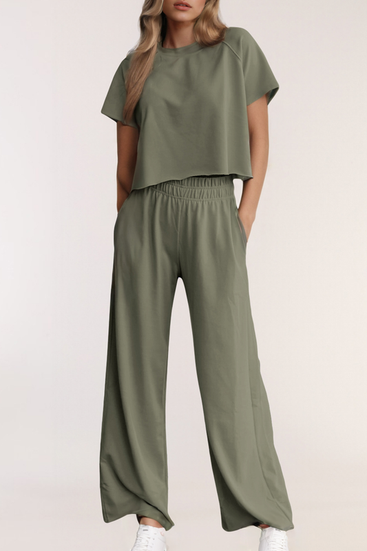 Olive You Wide Leg Pants Set