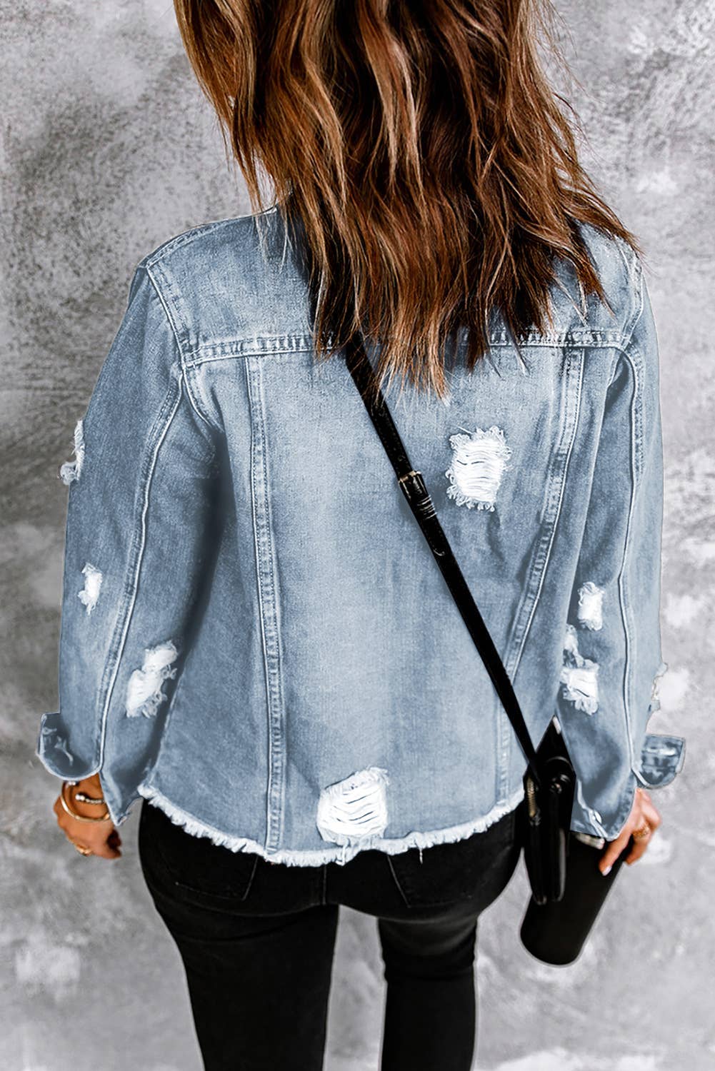 Ryanne Distressed Raw Hem Denim Jacket