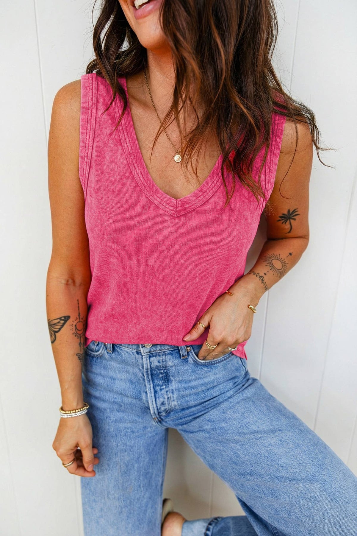 LDC Mineral Wash V Neck Tank Top
