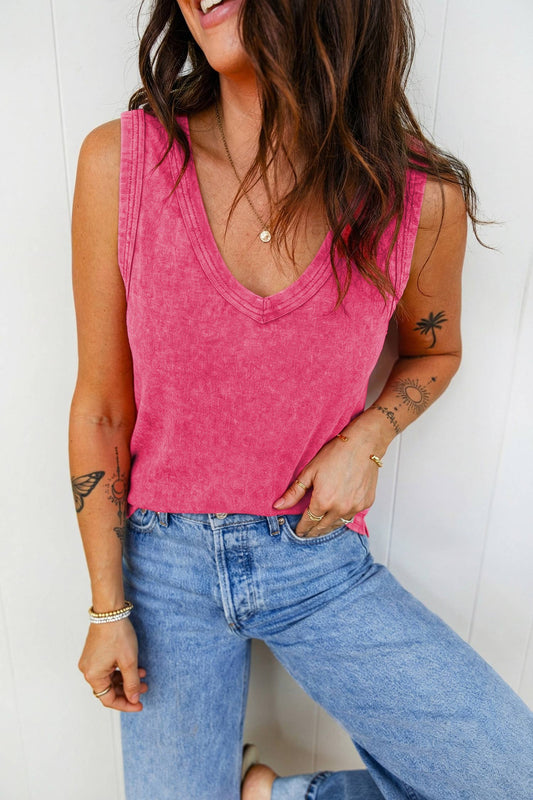 LDC Mineral Wash V Neck Tank Top