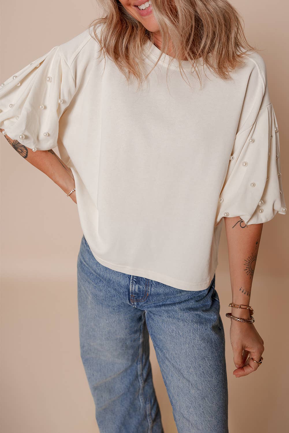 Pretty in Pearls Puff Sleeve Top