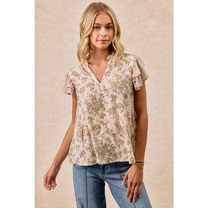 Wildflower Whimsy Ruffle Sleeve Top